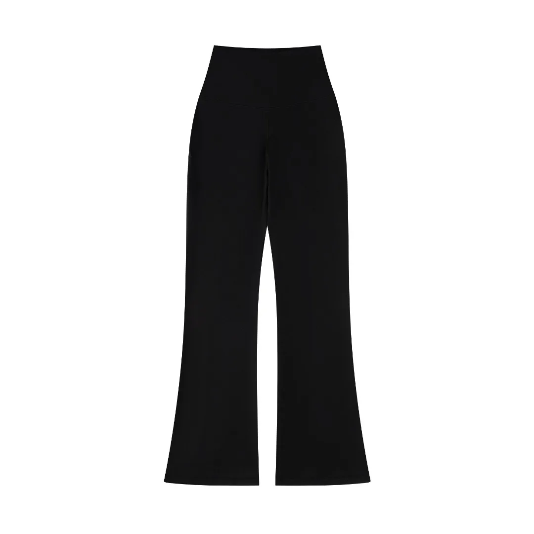 💰70 #K10 ALO yoga 高腰微喇叭裤提臀紧身瑜伽跑步长裤 颜色： 黑色