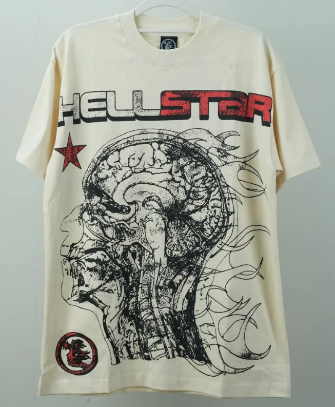 Hellstar Studios Cranium Short Sleeve Tee Shirt Cream