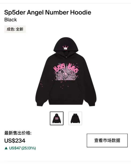 Sp5der Angel Number Hoodie Black