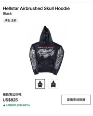 Hellstar Airbrushed Skull Hoodie Black