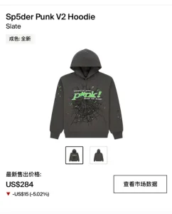 Sp5der PunkV2 Hoodie Slate