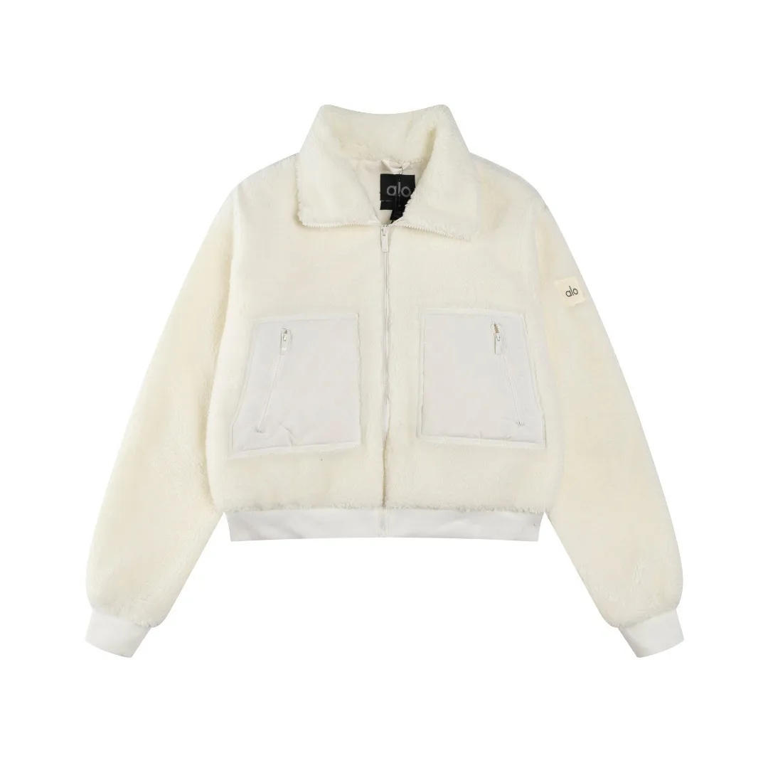 💰160# W16 ALO yoga 2025秋冬Jisoo同款 款羊羔毛短款外套 颜色：黑色11
