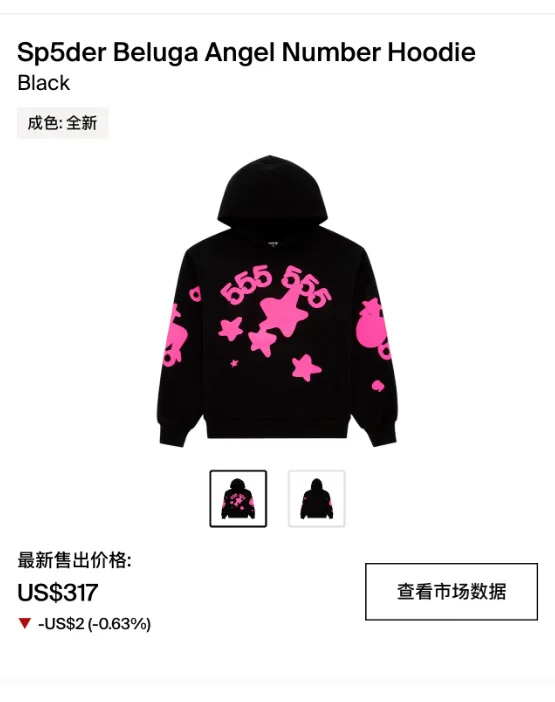 Sp5der Beluga Angel Number Hoodie Black