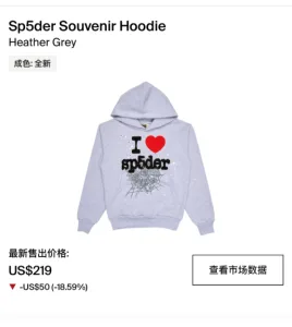 Sp5der Souvenir Hoodie Heather Grey