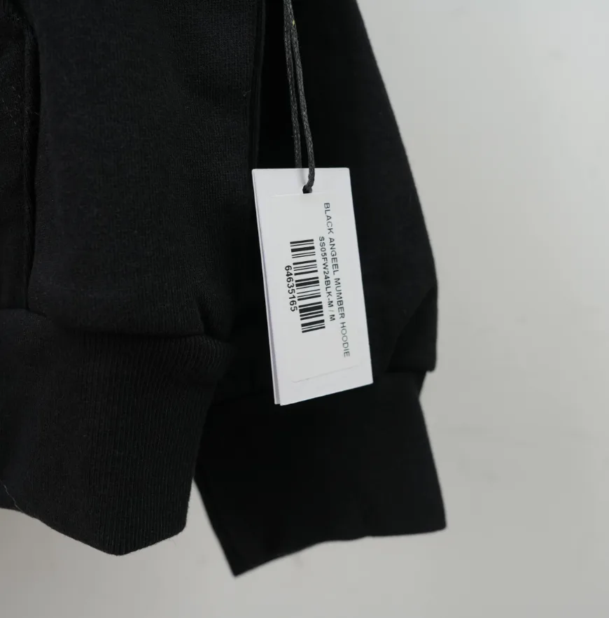 Sp5der Angel Number Hoodie Black