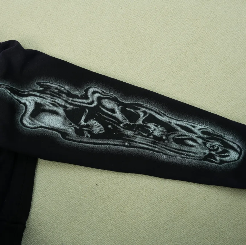Hellstar Airbrushed Skull Hoodie Black