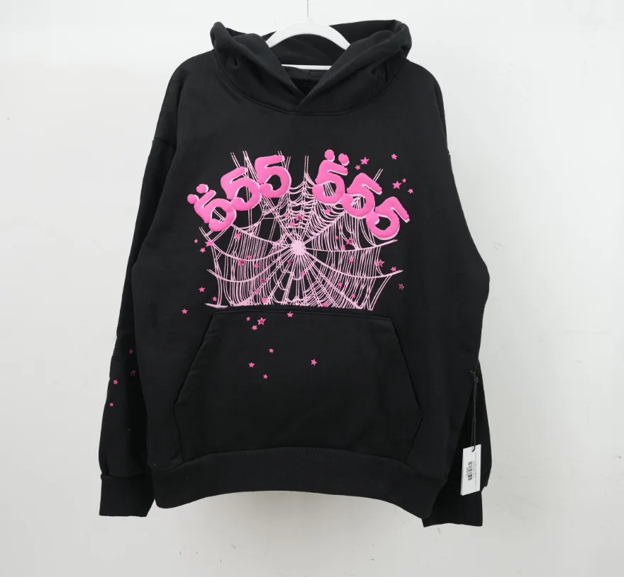 Sp5der Angel Number Hoodie Black