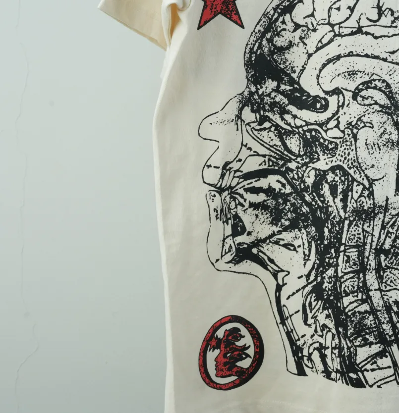 Hellstar Studios Cranium Short Sleeve Tee Shirt Cream