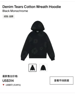 Denim Tears Cotton Wreath Hoodie Black Monochrome