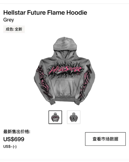 Hellstar Future Flame Hoodie Grey