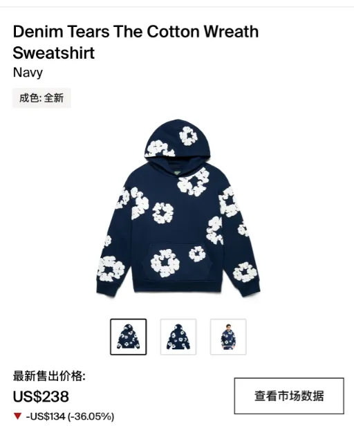 Denim Tears The Cotton Wreath Sweatshirt Navy