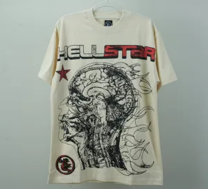 Hellstar Studios Cranium Short Sleeve Tee Shirt Cream