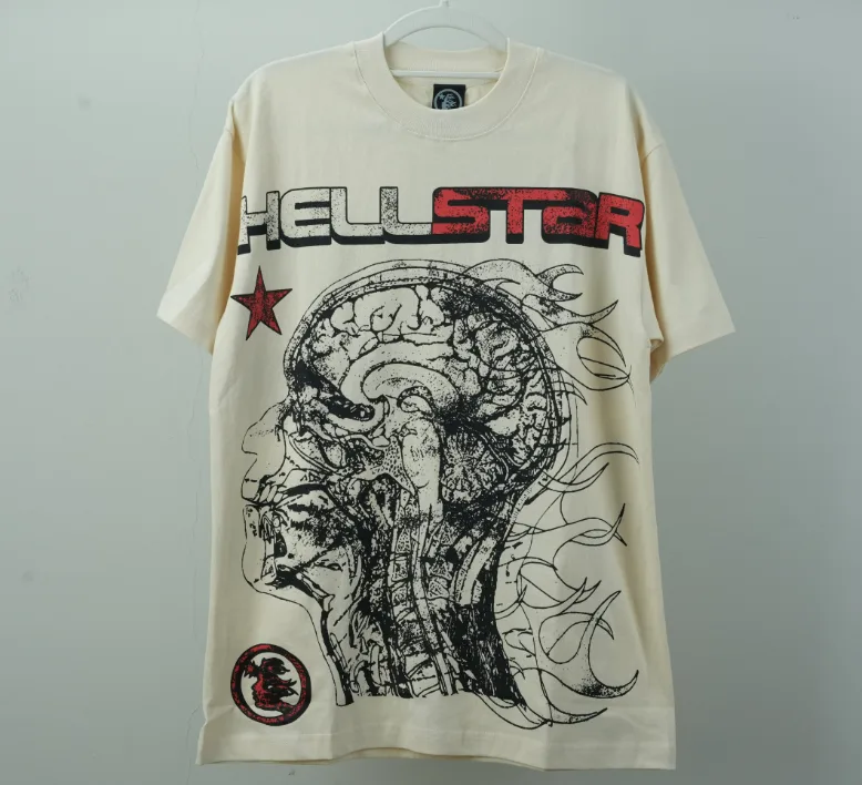 Hellstar Studios Cranium Short Sleeve Tee Shirt Cream