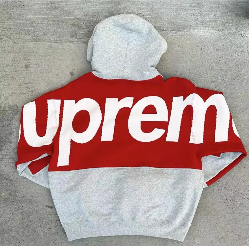 SUPREME BIG LOGO JACQUARD HOODED SWEATSHIRT LOGO S M L XL