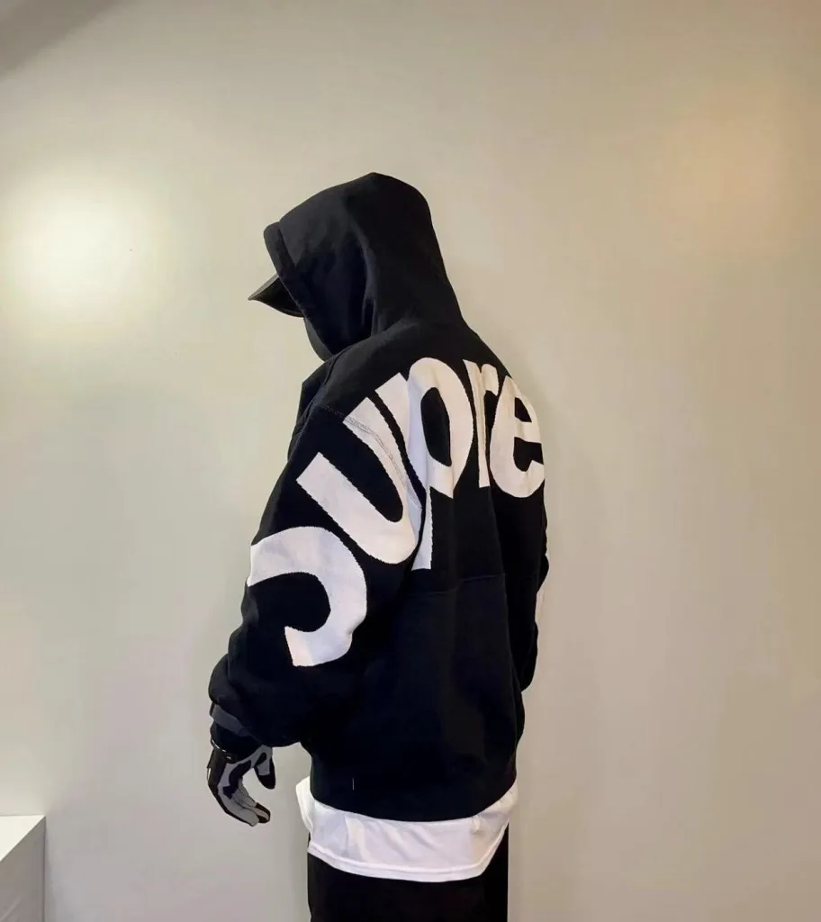 SUPREME BIG LOGO JACQUARD HOODED SWEATSHIRT LOGO S M L XL
