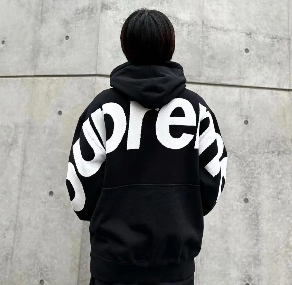 SUPREME BIG LOGO JACQUARD HOODED SWEATSHIRT LOGO S M L XL