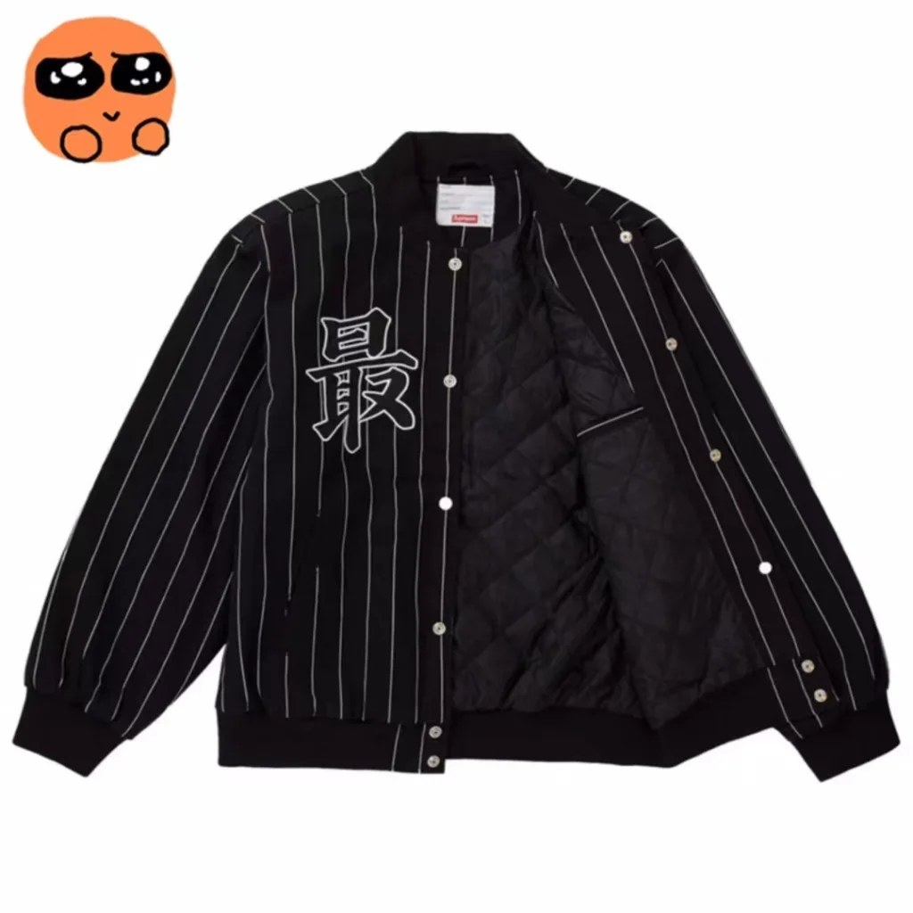 S005#2200 SUPREME 19SS PINSTRIPE VARSITY JACKET