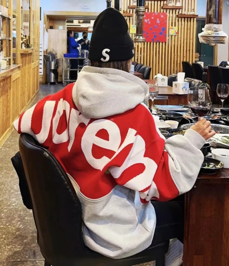 SUPREME BIG LOGO JACQUARD HOODED SWEATSHIRT LOGO S M L XL