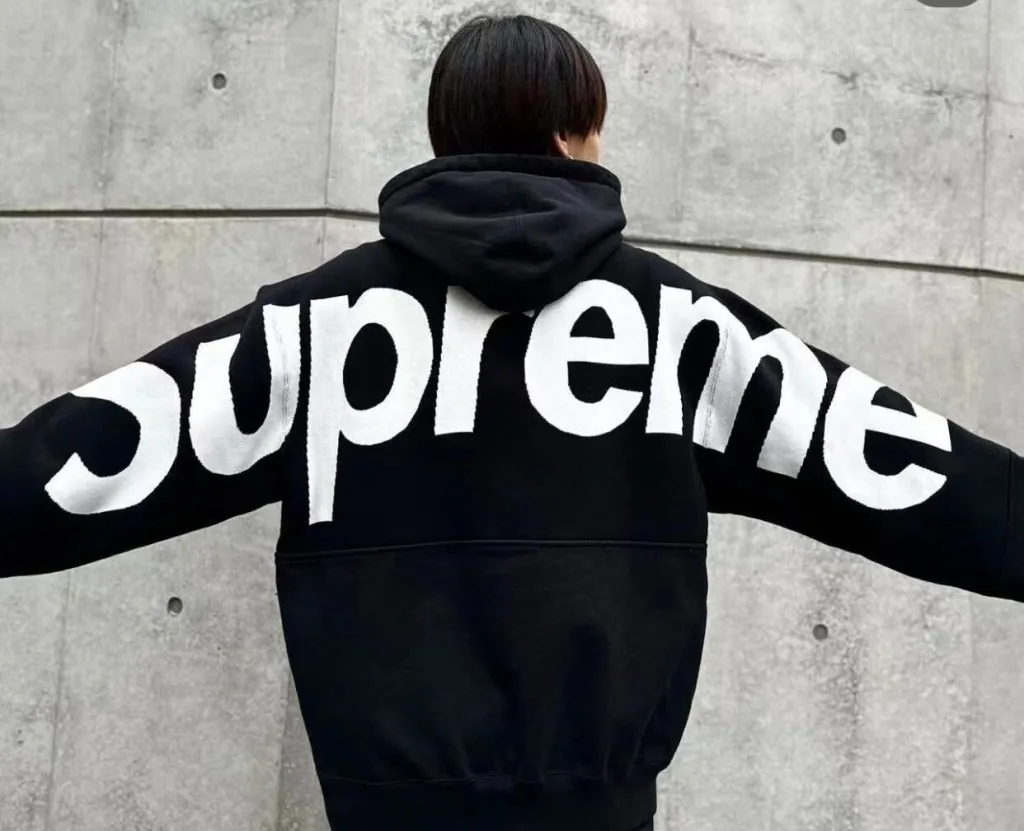 SUPREME BIG LOGO JACQUARD HOODED SWEATSHIRT LOGO S M L XL