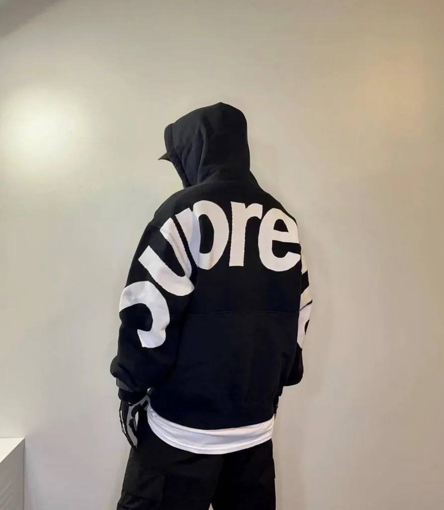 SUPREME BIG LOGO JACQUARD HOODED SWEATSHIRT LOGO S M L XL