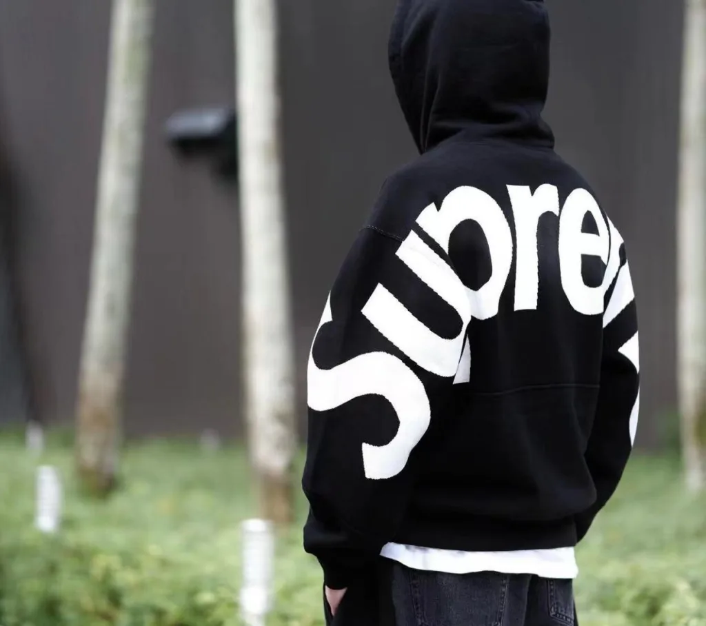 SUPREME BIG LOGO JACQUARD HOODED SWEATSHIRT LOGO S M L XL