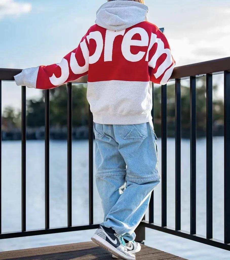 SUPREME BIG LOGO JACQUARD HOODED SWEATSHIRT LOGO S M L XL