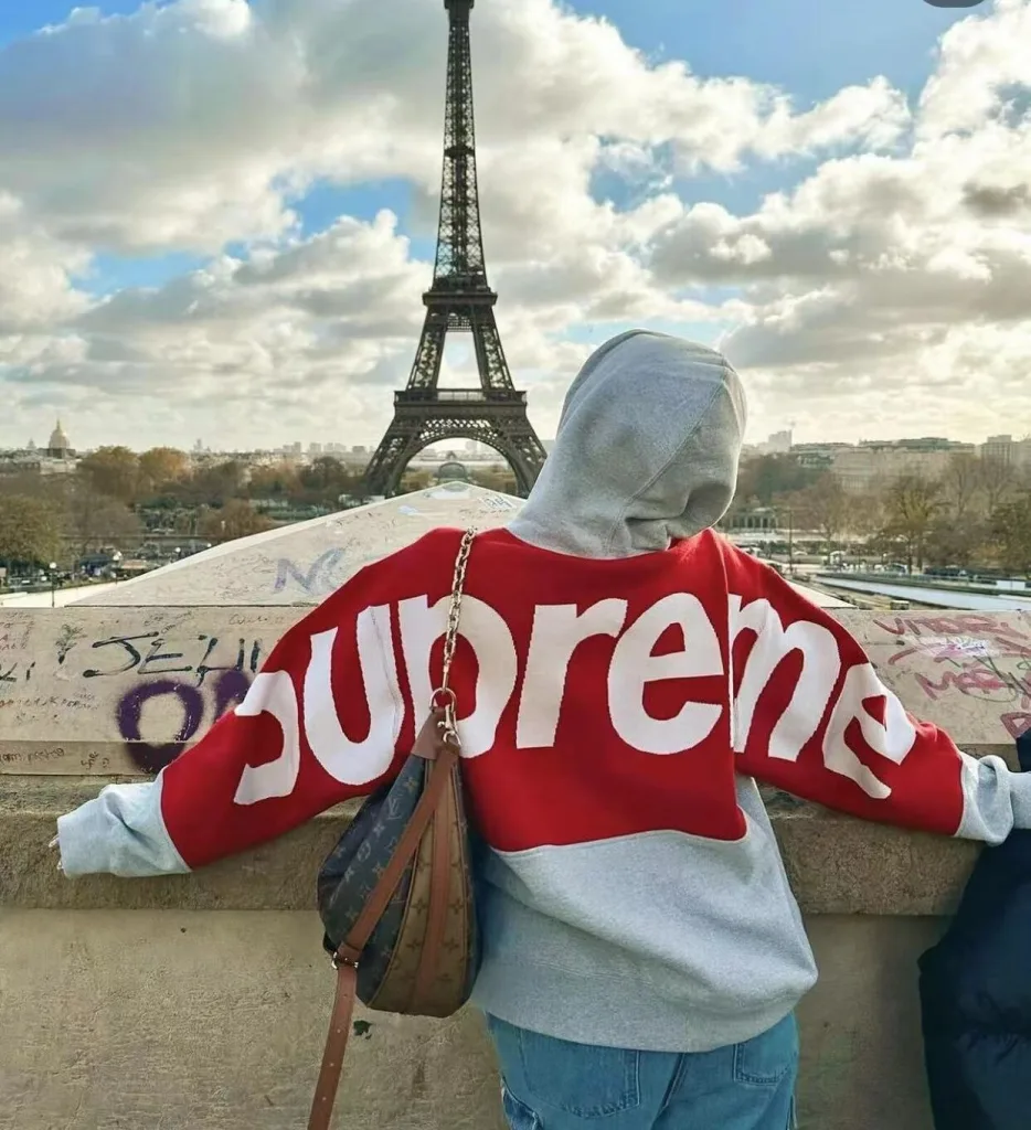 SUPREME BIG LOGO JACQUARD HOODED SWEATSHIRT LOGO S M L XL