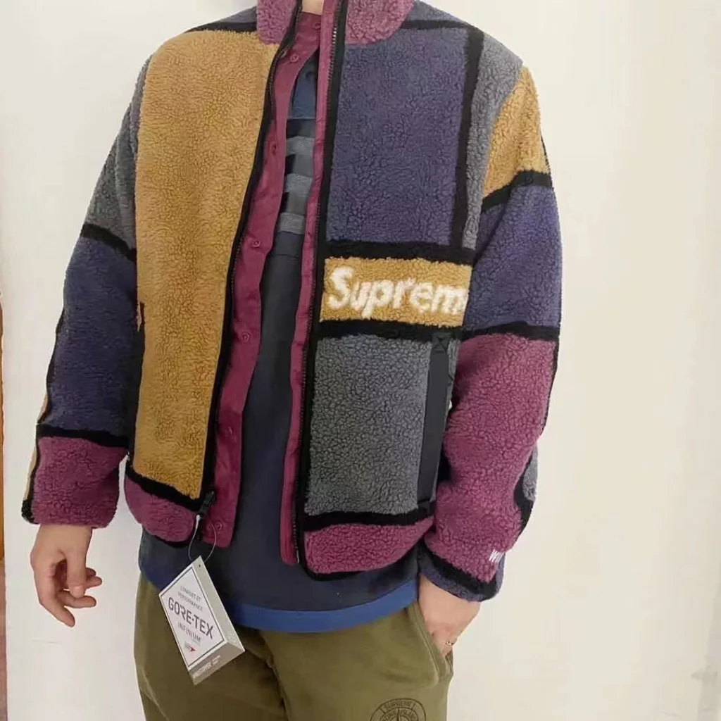 S015#250560290 Supreme 20FW Reversible Colorblocked Fleece Jacket