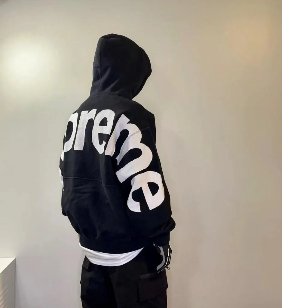 SUPREME BIG LOGO JACQUARD HOODED SWEATSHIRT LOGO S M L XL