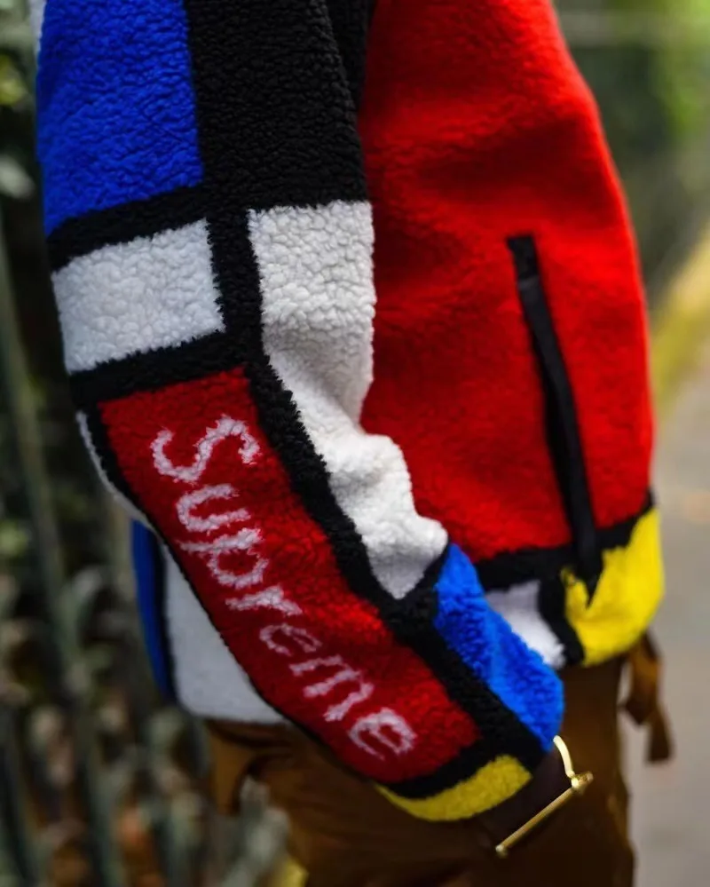 S015#250560290 Supreme 20FW Reversible Colorblocked Fleece Jacket