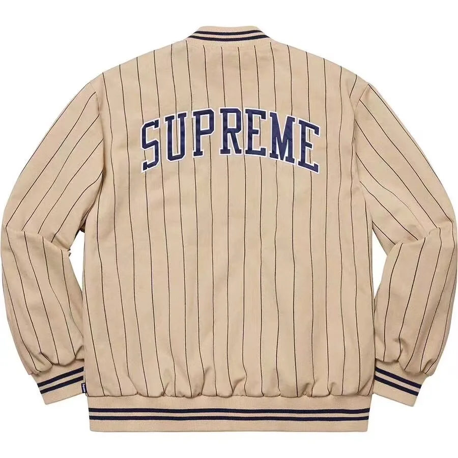 S005#2200 SUPREME 19SS PINSTRIPE VARSITY JACKET