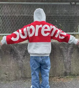 SUPREME BIG LOGO JACQUARD HOODED SWEATSHIRT LOGO S M L XL