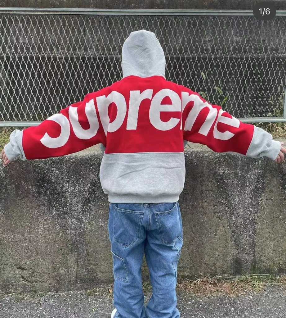 SUPREME BIG LOGO JACQUARD HOODED SWEATSHIRT LOGO S M L XL