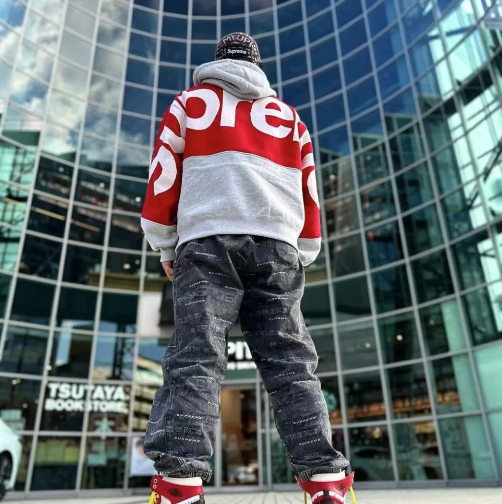 SUPREME BIG LOGO JACQUARD HOODED SWEATSHIRT LOGO S M L XL