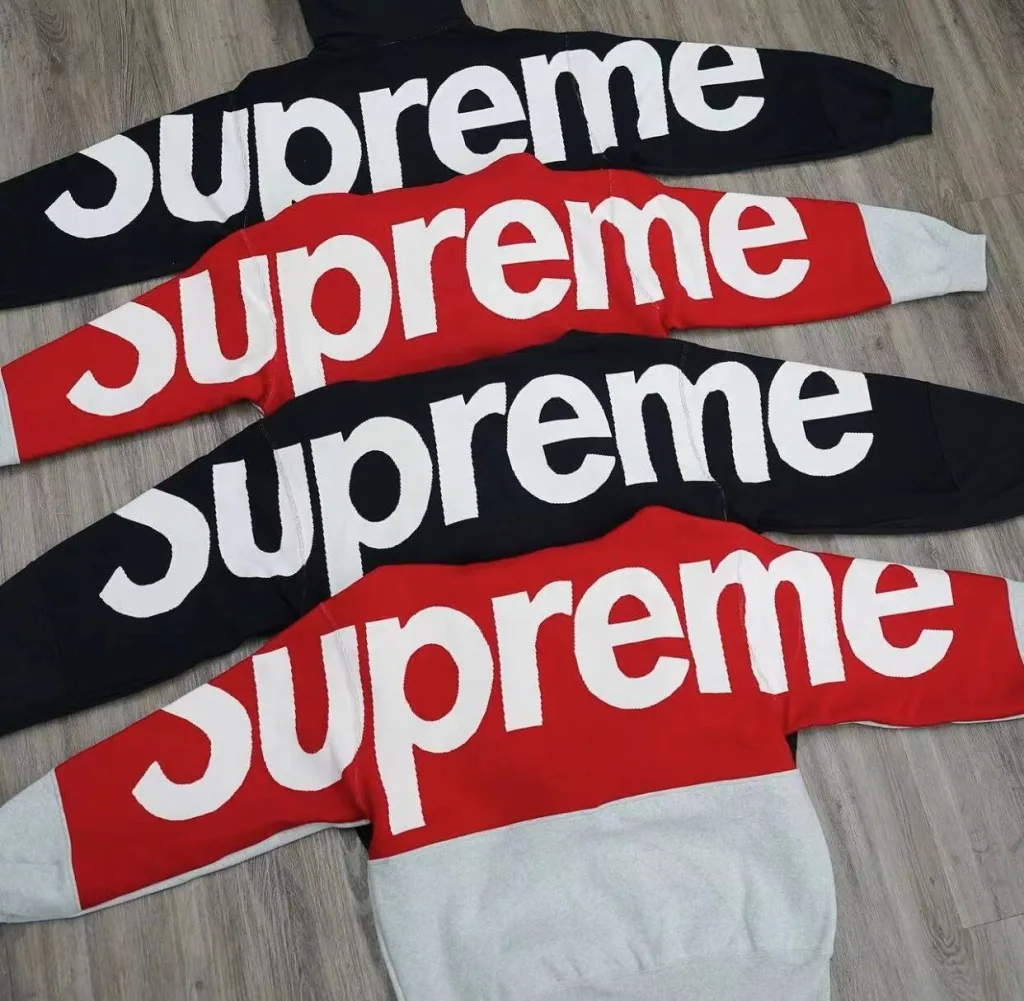 SUPREME BIG LOGO JACQUARD HOODED SWEATSHIRT LOGO S M L XL