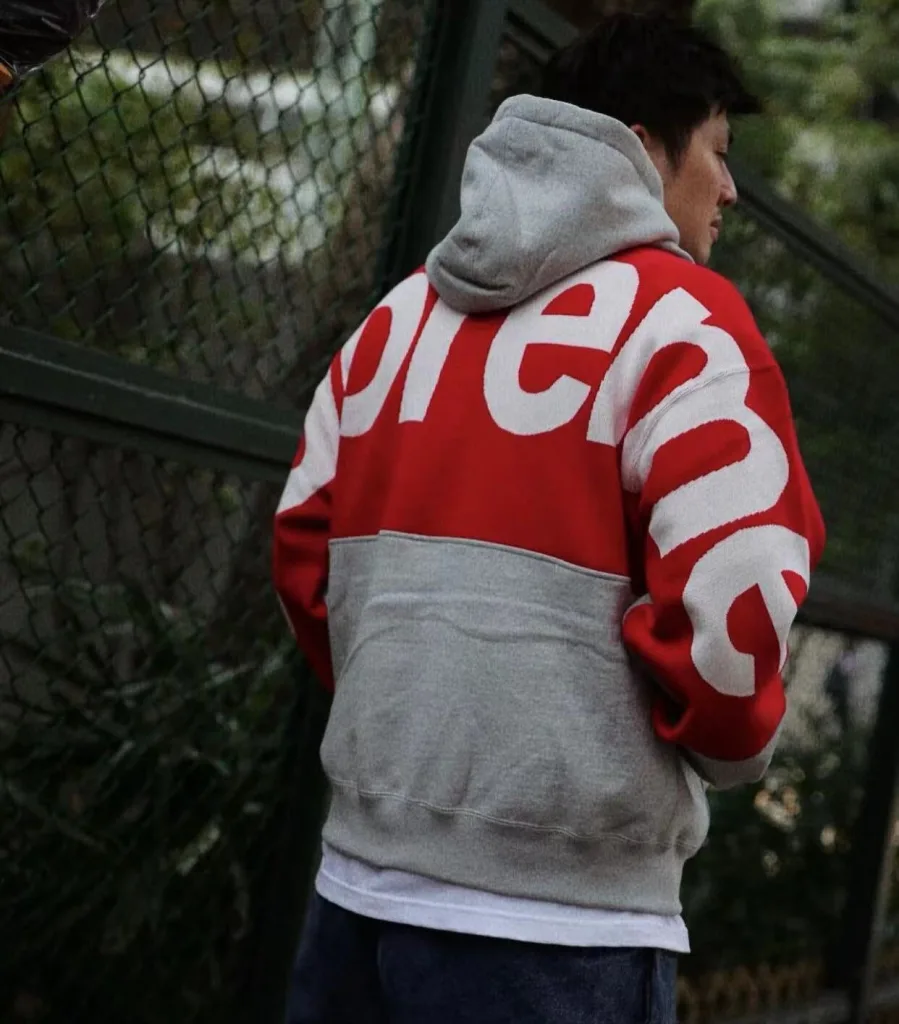 SUPREME BIG LOGO JACQUARD HOODED SWEATSHIRT LOGO S M L XL