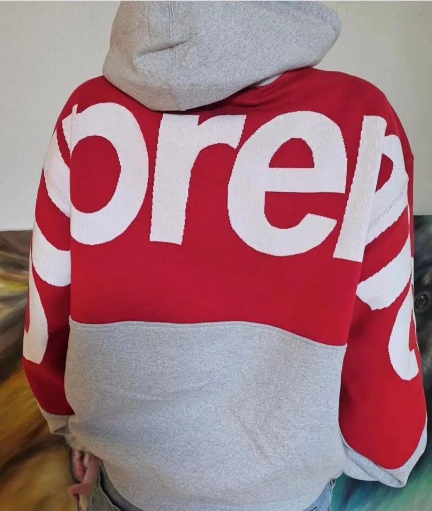 SUPREME BIG LOGO JACQUARD HOODED SWEATSHIRT LOGO S M L XL